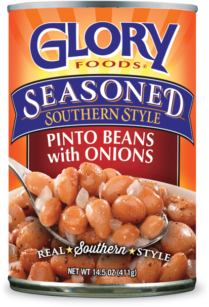 Seasoned Pinto Beans With Onions - Glory Foods Seasoned Southern Style Pinto Beans (600x700), Png Download