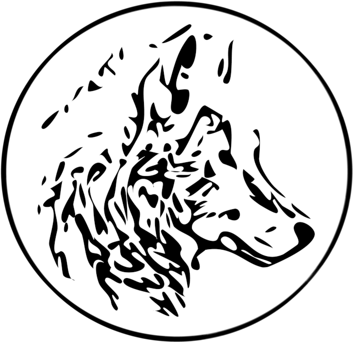Tribal Art Designs - Wolf Drawing In Circle (800x800), Png Download
