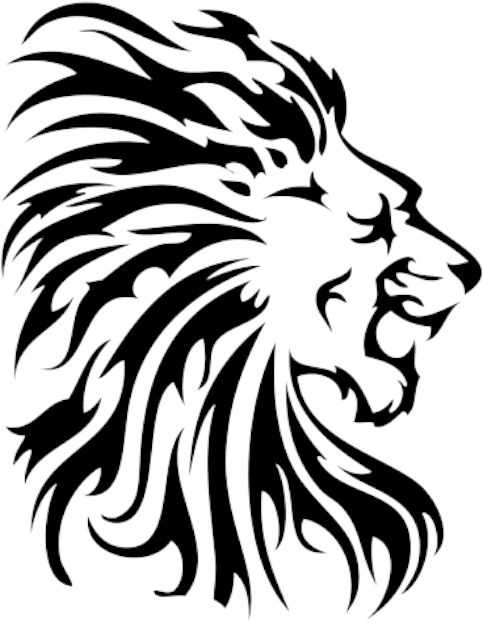 Tribal Lion Facing Left 2 - Lion Tribal (487x630), Png Download