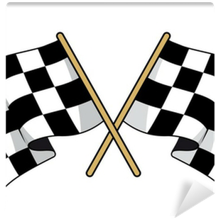 Crossed Black And White Checkered Flags Wall Mural - Crossed Checkered Flags Vector (400x400), Png Download