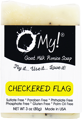 Checkered Flag Goat Milk Mechanic's Pumice Soap - O My - Goat Milk Soap-on-a-rope Huntress - 3 Oz. (432x540), Png Download