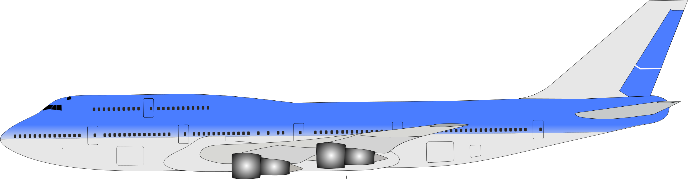 Jet Clipart Boeing - Boeing 747 Clipart Png (2400x626), Png Download
