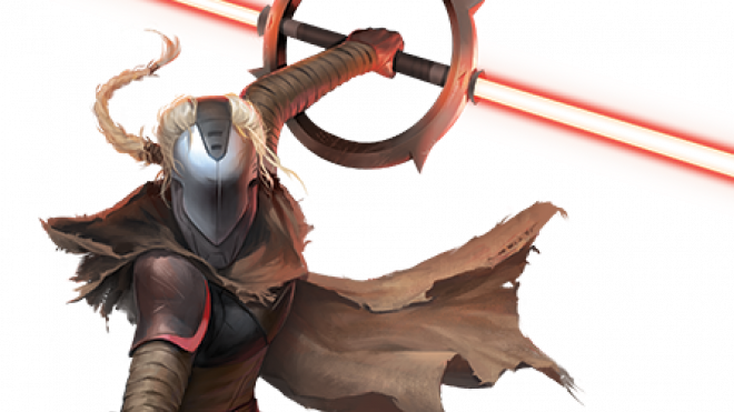 Shape Force And Destiny In Star Wars Ghosts Of Dathomir - Double Bladed Lightsaber Pose (660x371), Png Download