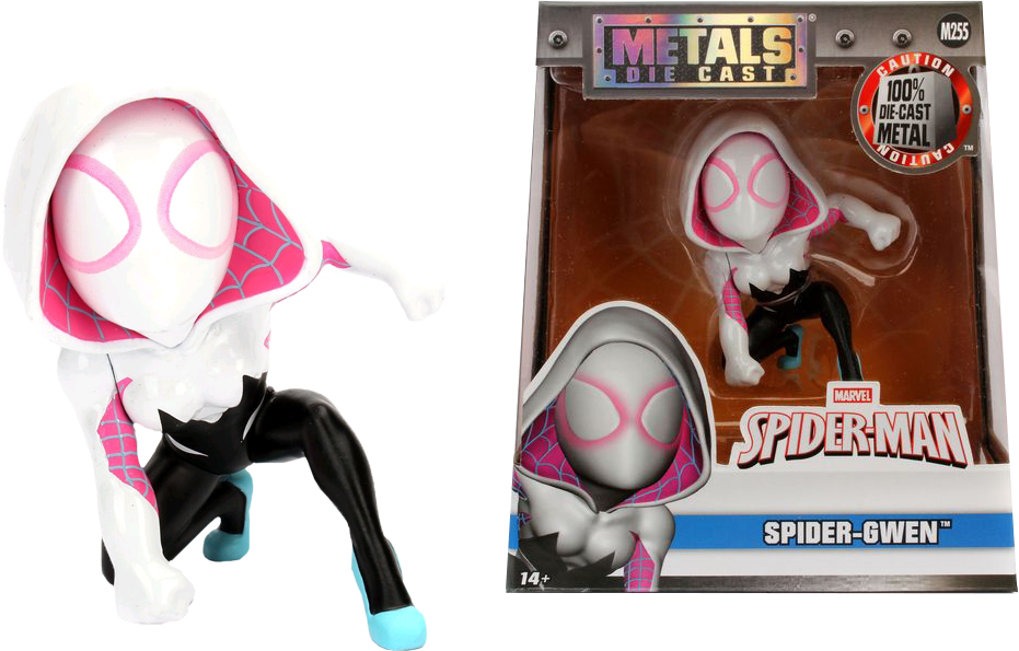 Spider Gwen 4" Metals Die Cast Action Figure - Metal Die Cast Spiderman (931x595), Png Download
