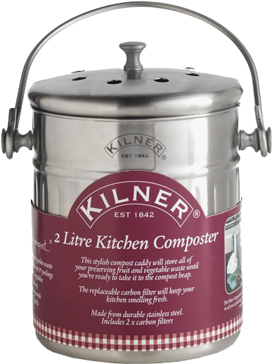 Kitchen Counter Composter - Kilner Kitchen Composter 2 Litre, 2 Litre, Stainless (600x600), Png Download