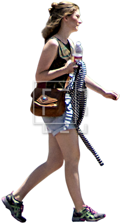 Girl Walking With Water Bottle - Water (450x450), Png Download