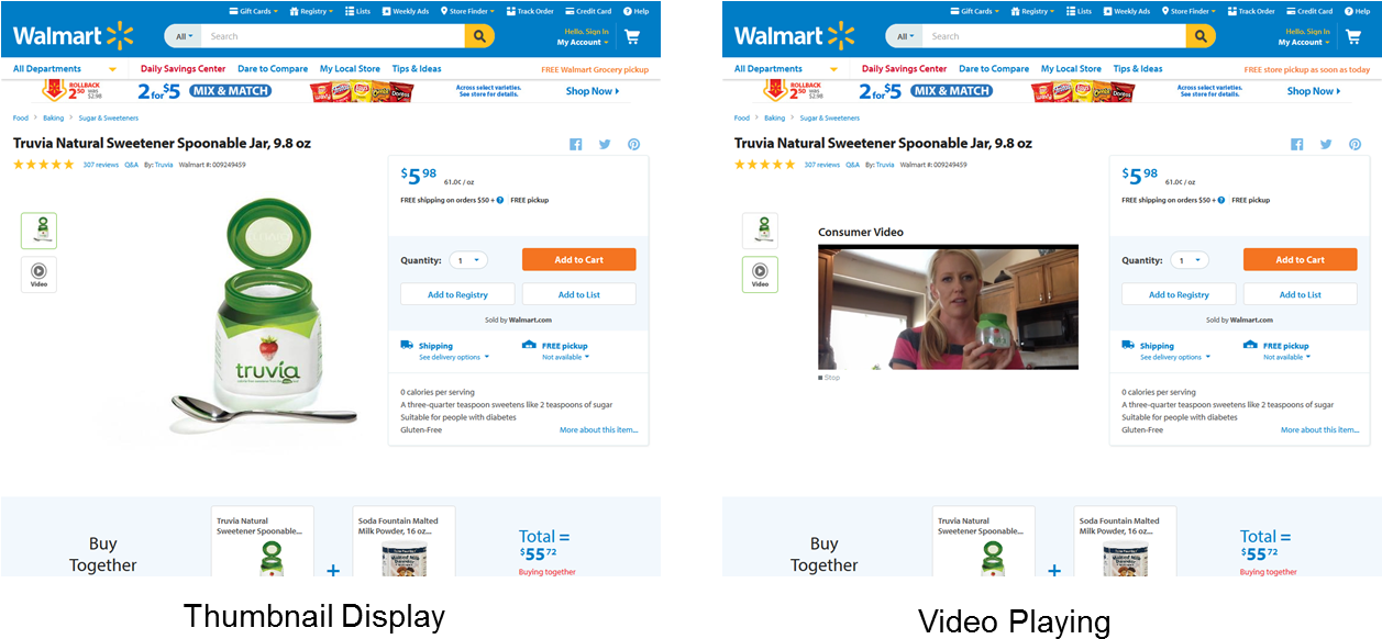 Amazon Small 'video Icon' With Thumbnail Image Behind - Truvia Sweetener, 9.8 Ounce (1256x600), Png Download