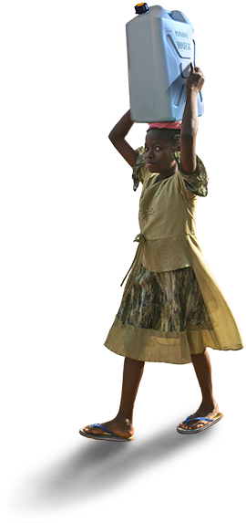 Walking Girl Blue Jug - Girl (350x589), Png Download