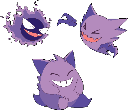 Pokemon Gastly Ghost Gengar Haunter Freetoedit - Gengar Gastly And Haunter (425x419), Png Download