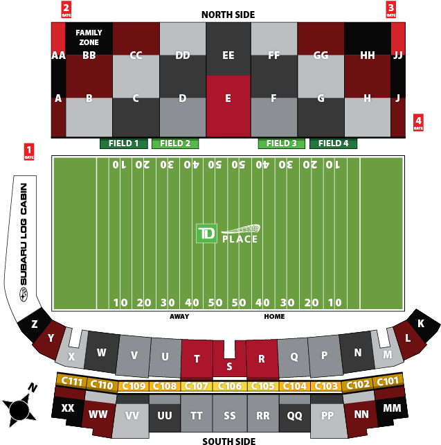 Stade Rouge Et Noir Ottawa (800x658), Png Download