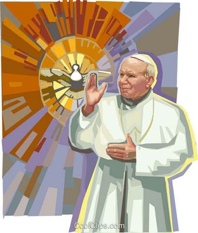 Pope John Paul Ii Royalty Free Vector Clip Art Illustration - João Paulo Ii Arte (409x480), Png Download