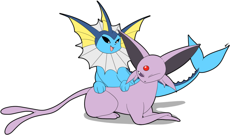 Vaporeon And Espeon By Cogmoses-d7u60c6 - Pokemon Vaporeon And Espeon (800x474), Png Download
