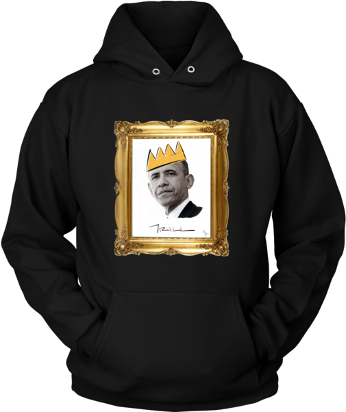 Barack Obama With Crown Unisex Hoodie - Framed Sketch T-shirt (600x600), Png Download