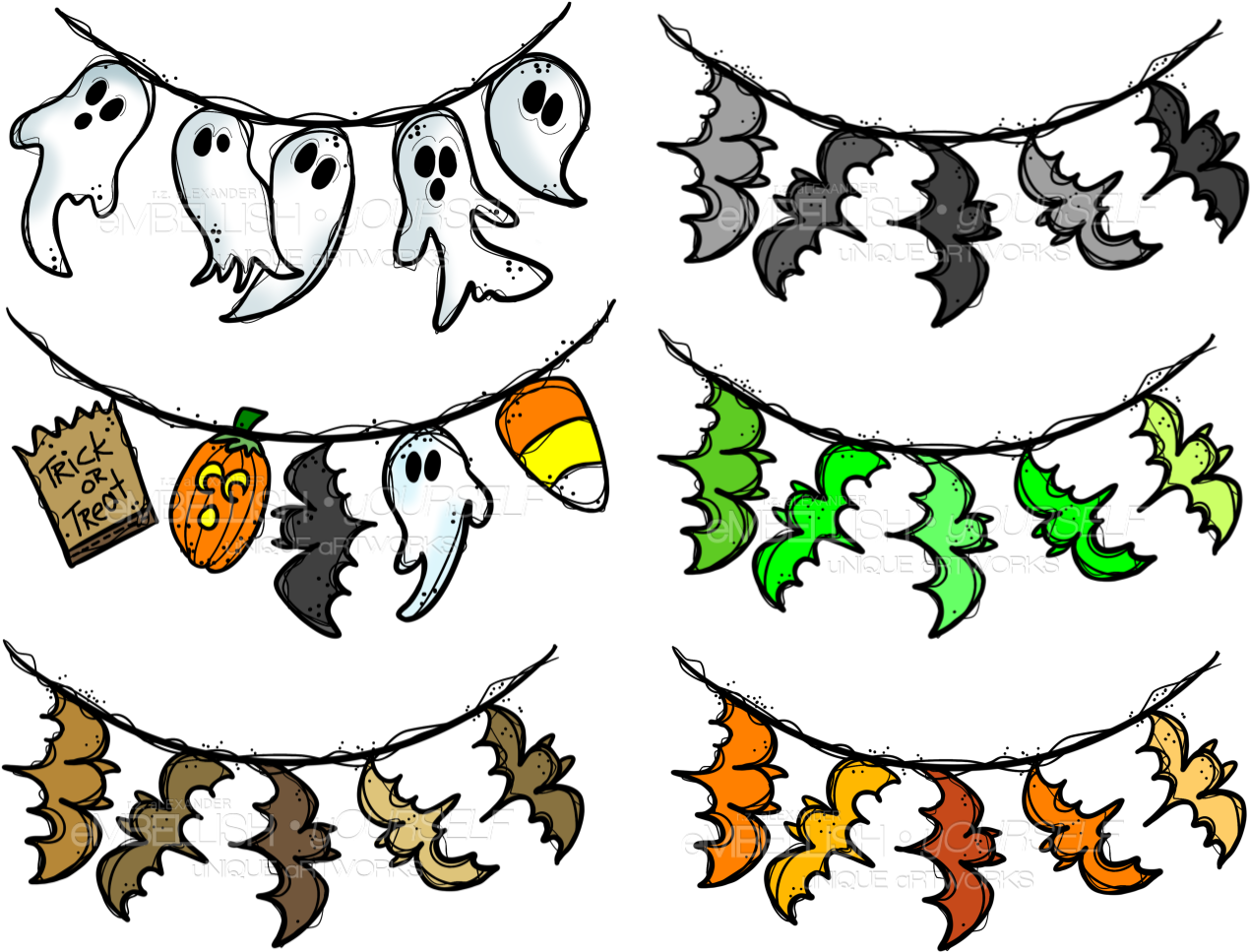 Assorted Halloween Created By Rz Alexander Embellish - Embellish Clipart (1310x1013), Png Download