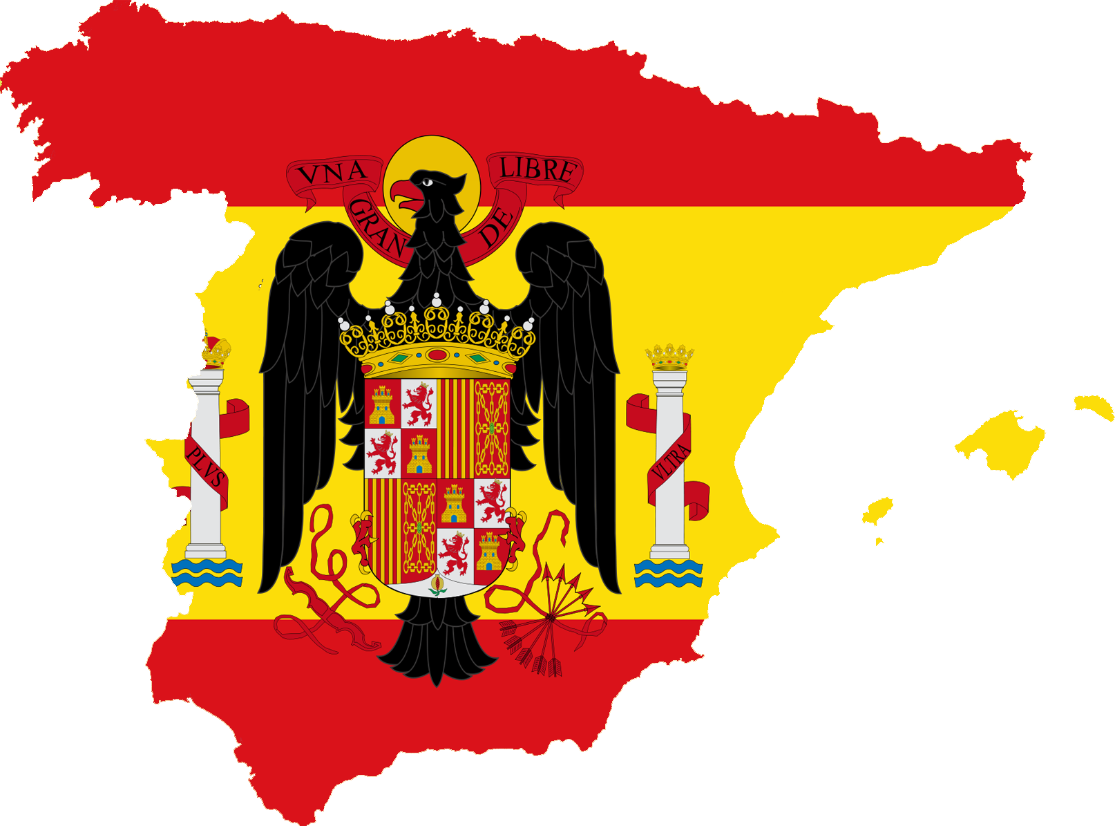Euro 1964 Flag Map - Fascist Spain Flag Map (1614x1195), Png Download