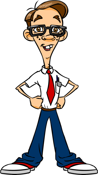 Clipart Freeuse Library Nerds On Call Computer Repair - Nerd At Computer Cartoon (326x582), Png Download