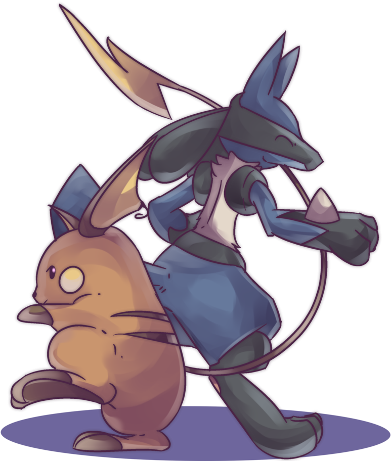 Lucario And Raichu Commission By Autobottesla - Raichu X Lucario (800x911), Png Download