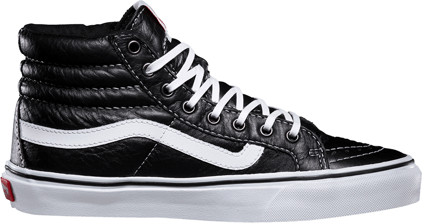 Vans Sk8-hi Slim Leather Black/ White - Skate Shoe (850x450), Png Download