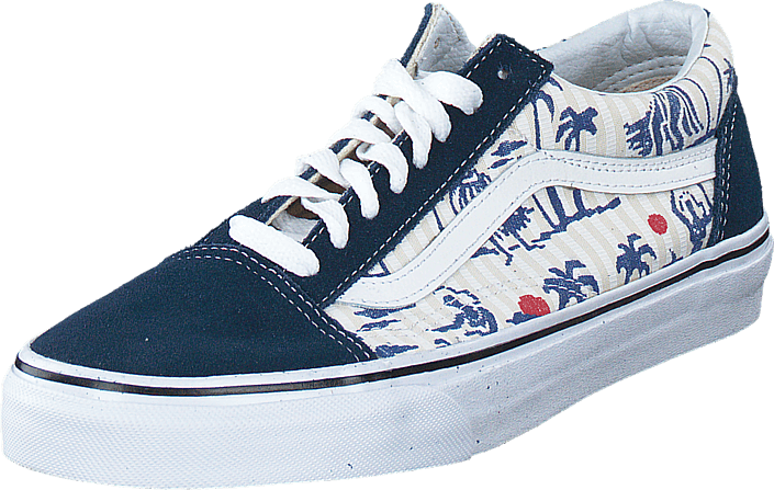 Buy Vans Old Skool Dress Blues/true White Blue Shoes - Shoe (705x447), Png Download