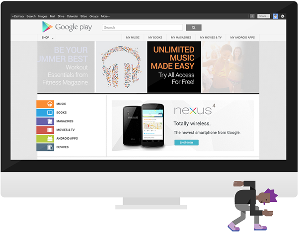 An Illustration For The Launch Of Google Play Music - Music (600x474), Png Download