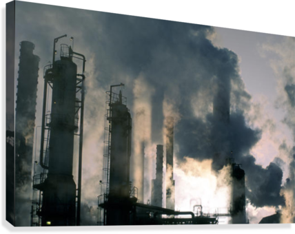 Oil Refinery, Pollution Canvas Print - Oil Refinery Pollution (428x340), Png Download