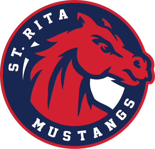 Copy Of Mustang Logo Red & Blue - St Rita Mustangs (517x498), Png Download