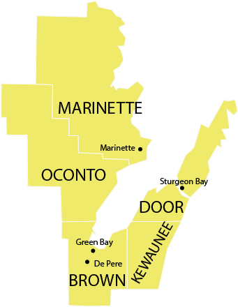 Gb Coverage Area-01 - Wisconsin (379x465), Png Download