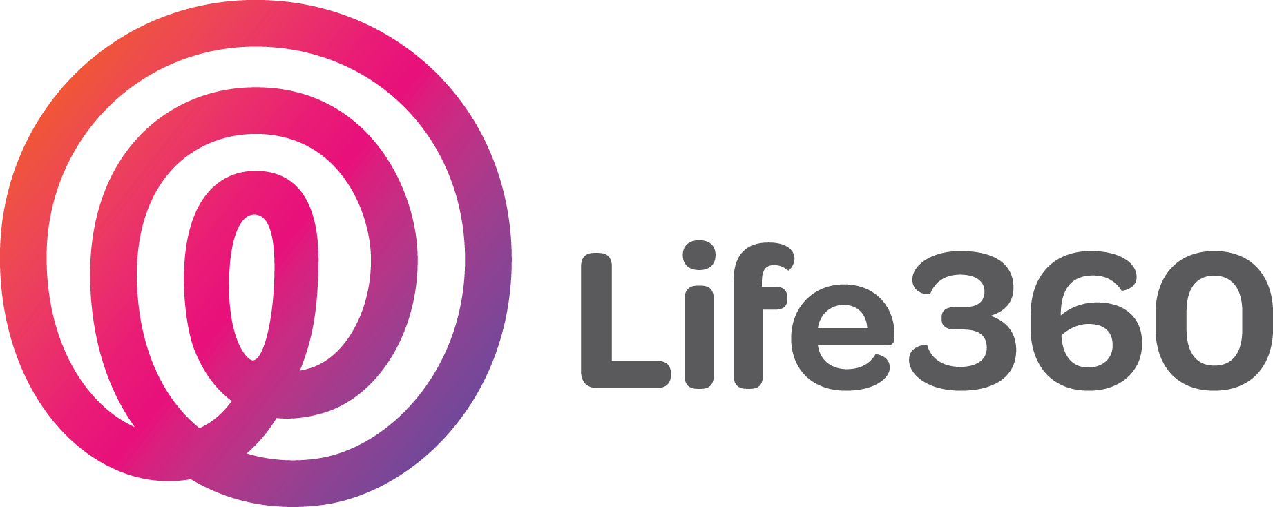 Life360 Horizontal Logo Gradient Cmyk - Life 360 (1843x734), Png Download