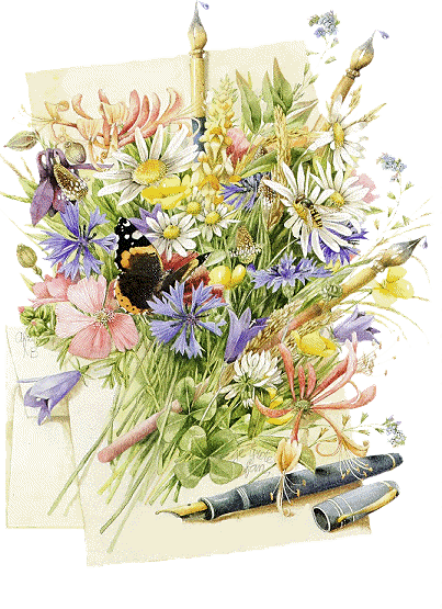 Le Papillon Et Les Bleuets - Fleurs Des Champs Dessin (403x555), Png Download
