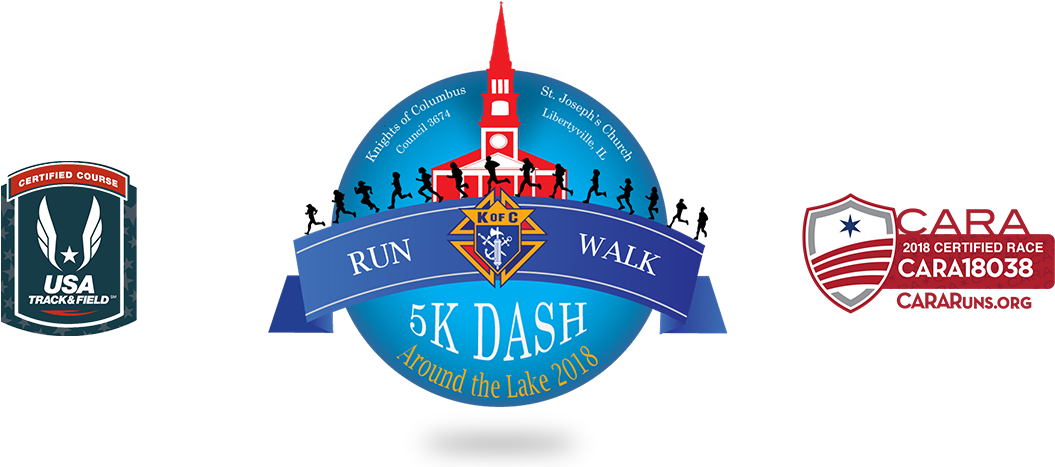 Knights Of Columbus 4th Annual 5k Run/walk Dash Around - Logo (1200x480), Png Download