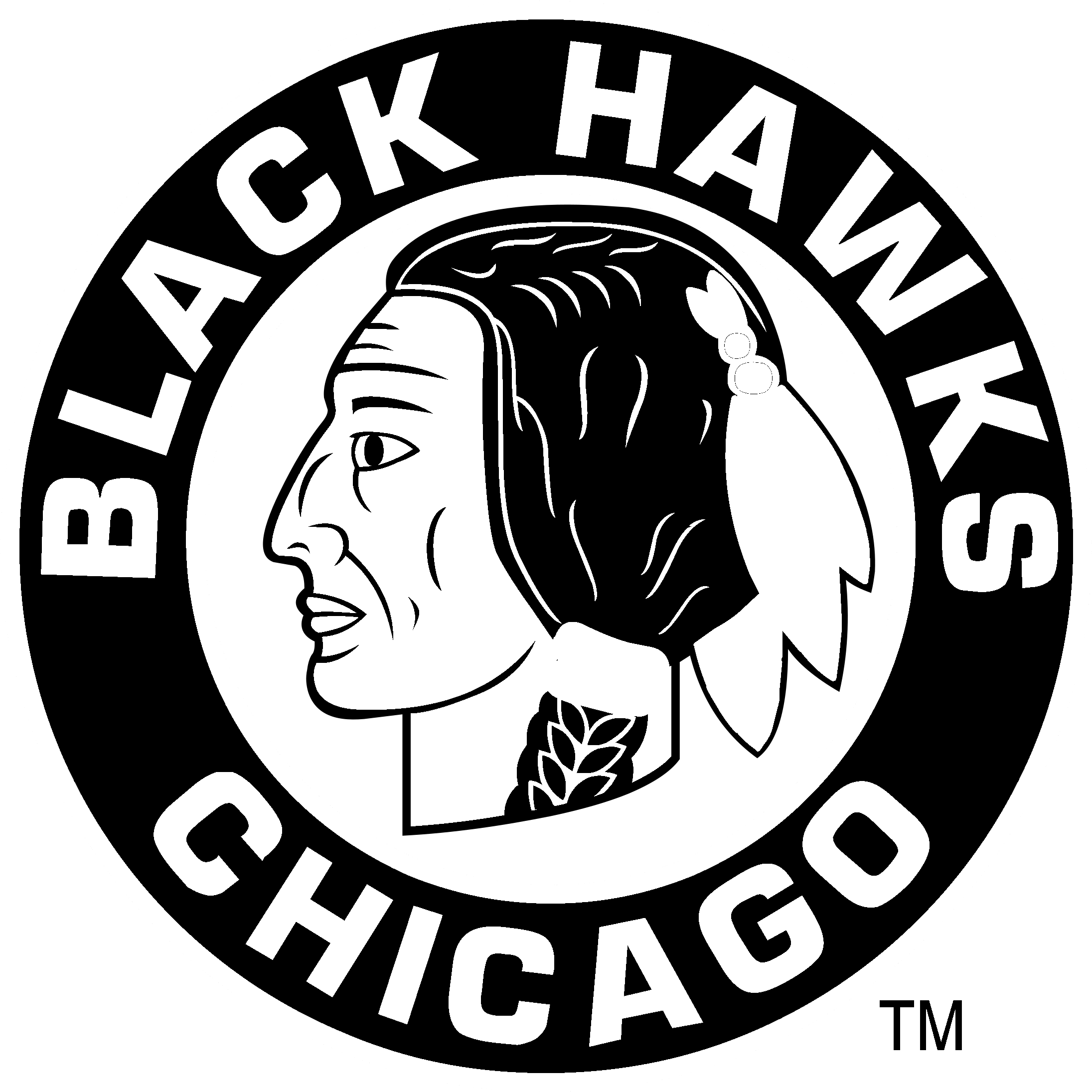 Chicago Blackhawks Logo Black And White - Chicago Blackhawks Retro Logo (2400x2400), Png Download