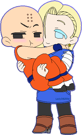 A Request By @smolmuffineater Who Wanted Me To Draw - Android 18 Hugs Krillin (355x513), Png Download