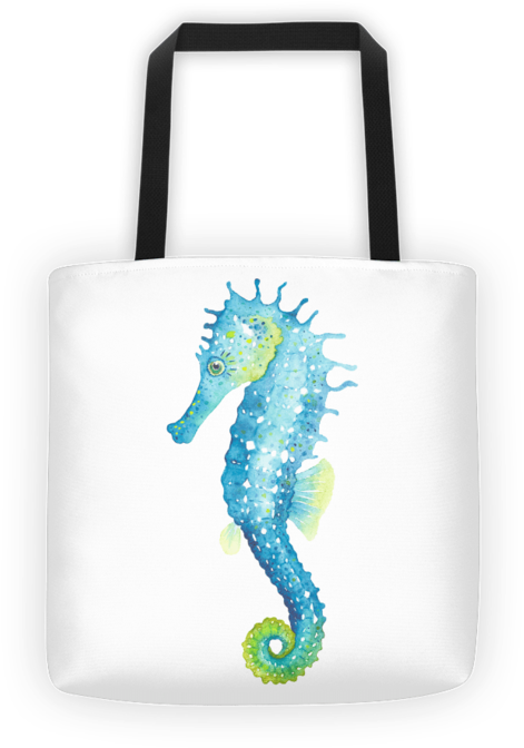 Watercolor Seahorse Tote Bag - Watercolour Seahorse (760x760), Png Download