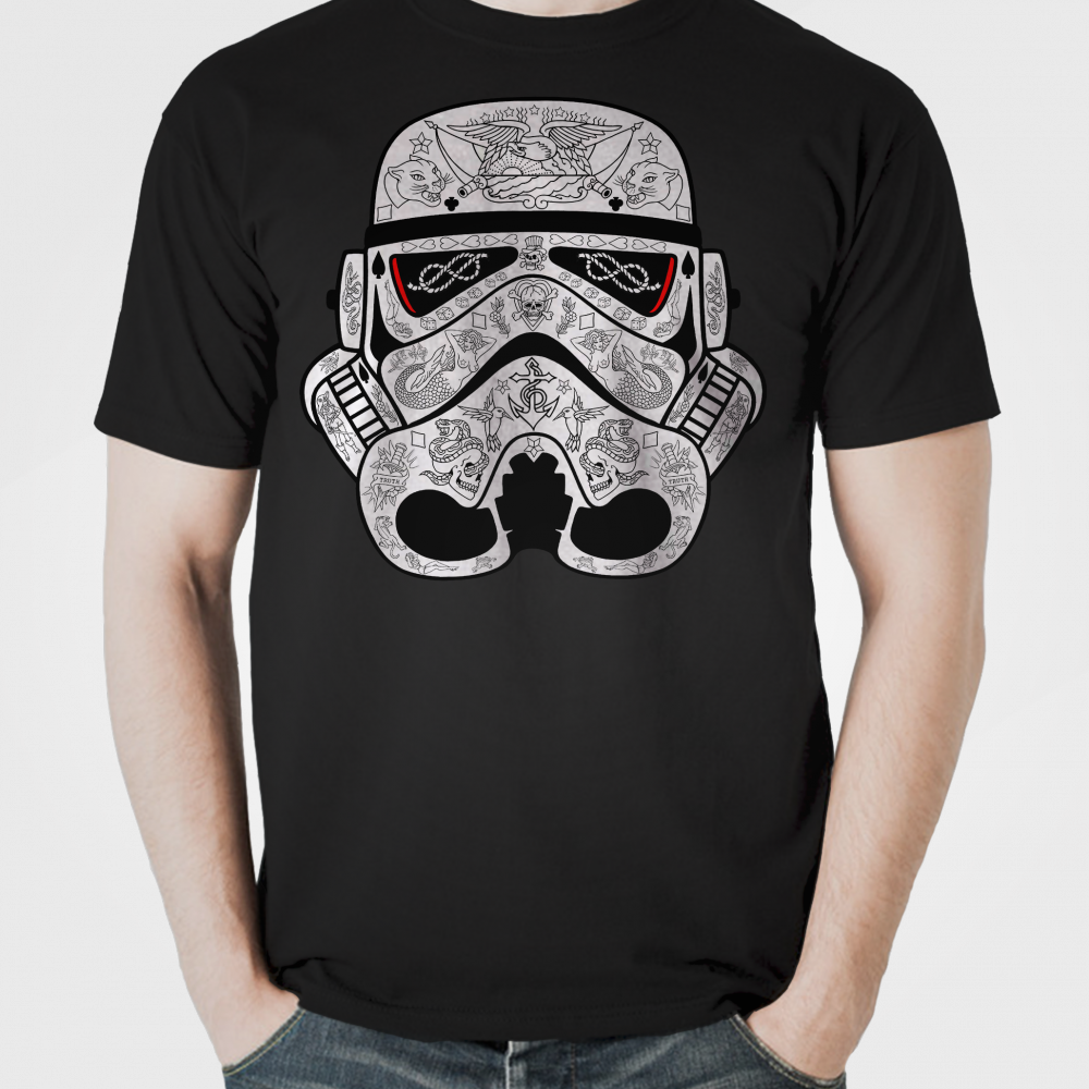Small Size Stormtrooper Helmet Tattoo - La Botella Loteria Shirt (1000x1000), Png Download