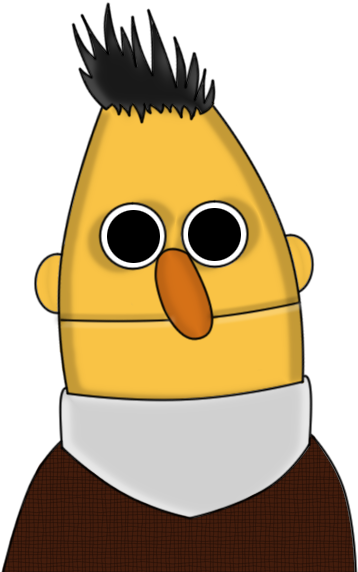 Edited Unibrow Version - Bert Sesame Street With Glasses (513x652), Png Download