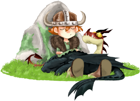 “hiccup, Toothless And Hookfang ” - Illustration (500x362), Png Download