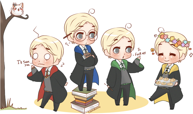House Spirit By Cremebunny - Chibi Draco (749x454), Png Download