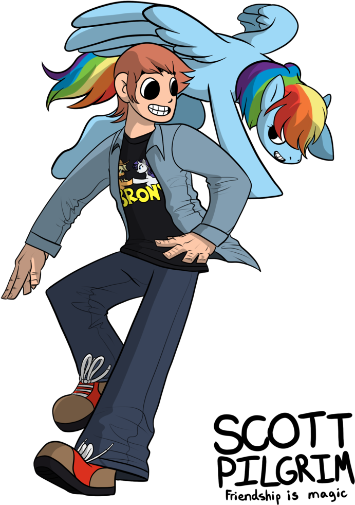 Alexgoneloco, Crossover, Rainbow Dash, Safe, Scott - Scott Pilgrim Mlp (819x1024), Png Download