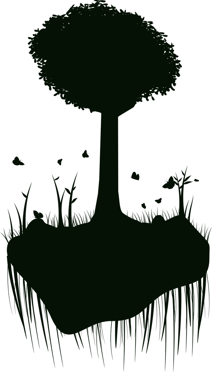Silhouette Tree Island - Floating Island Silhouette (732x1280), Png Download
