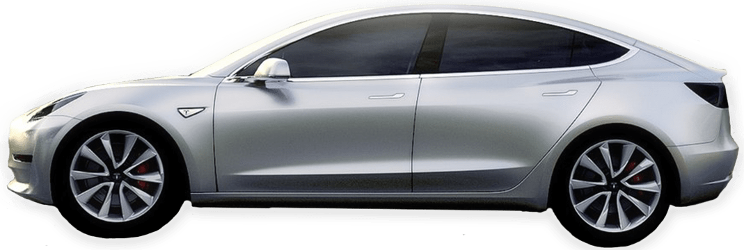 Tesla Model 3 Grey Side View - Model 3 Tricked Out (1069x360), Png Download