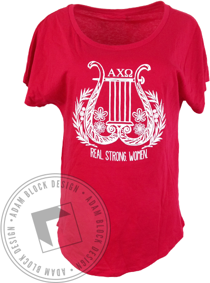 Alpha Chi Omega Lyre Real Strong Women Tee - Active Shirt (464x585), Png Download
