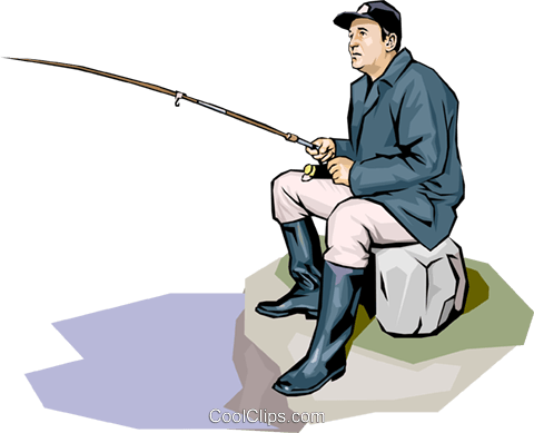 Man Fishing Royalty Free Vector Clip Art Illustration - Angler Transparent (480x389), Png Download