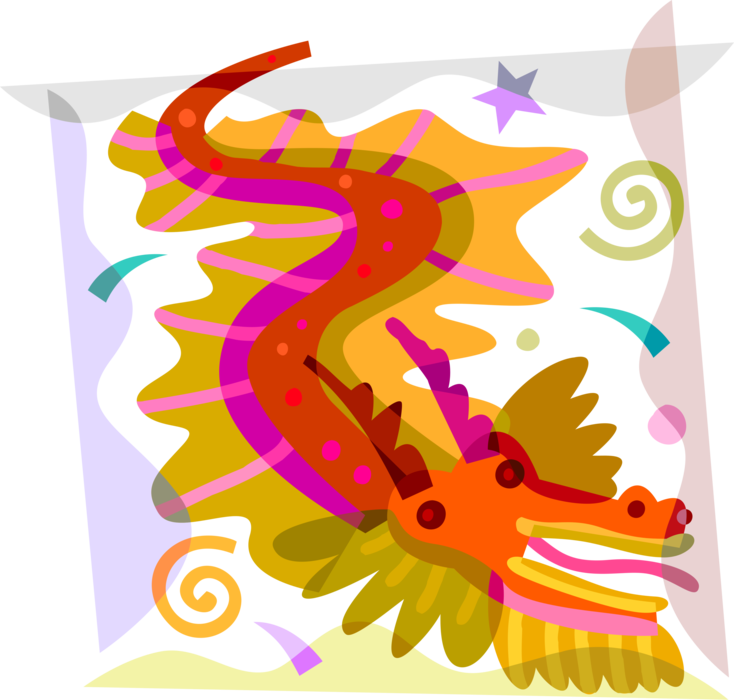 Vector Illustration Of Chinese Mythological Dragon - Chinese Dragon For Kids (734x700), Png Download