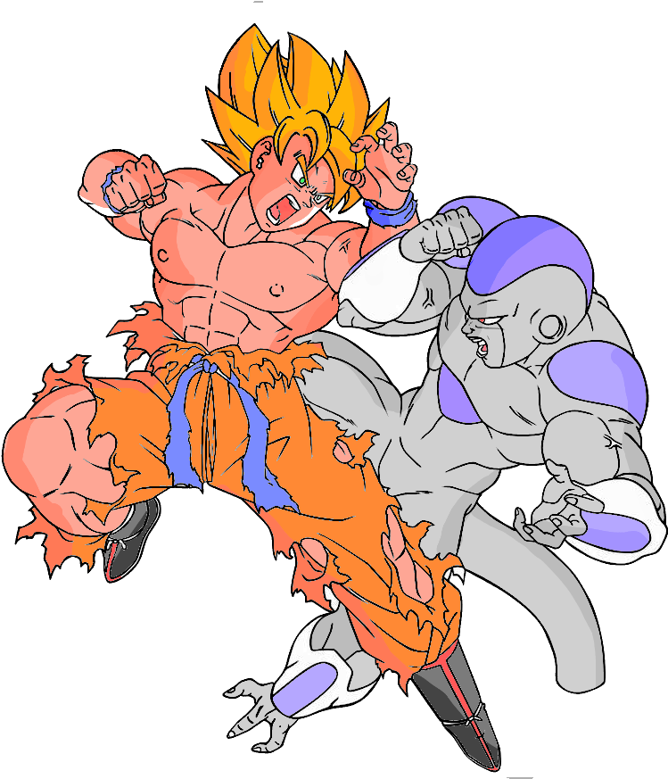 Goku Vs - Draw Goku Vs Frieza (894x894), Png Download