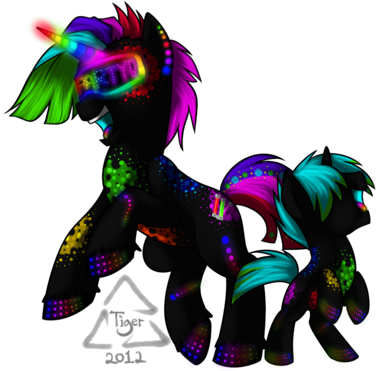 Cat-cly, Art Trade, Filly, Glowstick, Goggles, Oc, - Mane (900x810), Png Download