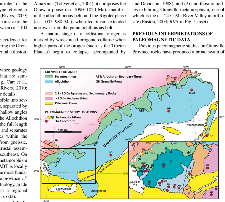 Map Of The Grenville Province - Map Grenville Province (850x763), Png Download