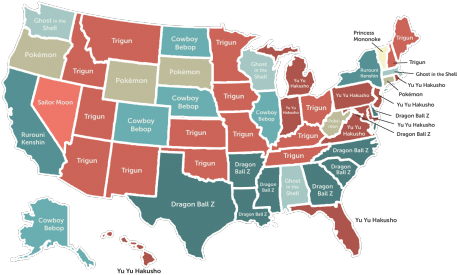 The Most Popular Anime Around The World - Most Popular Netflix Shows By State (470x297), Png Download