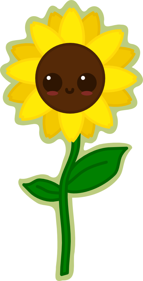 Graphic Transparent Download Sunflower By Amis Deviantart - Kawaii Sunflower (487x957), Png Download