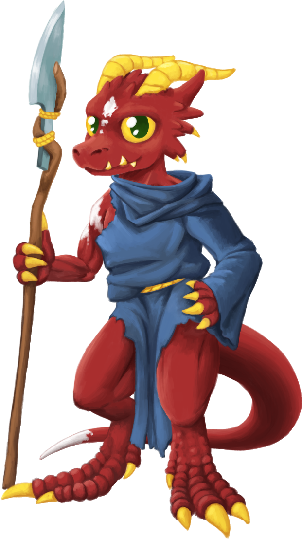 A Red Kobold Wearing A Torn Up Wizard Robe Holding - Cartoon (707x1125), Png Download