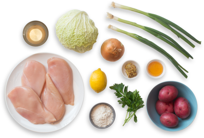 Seared Chicken & Potato Salad With Sweet & Sour Cabbage - Potato (700x477), Png Download